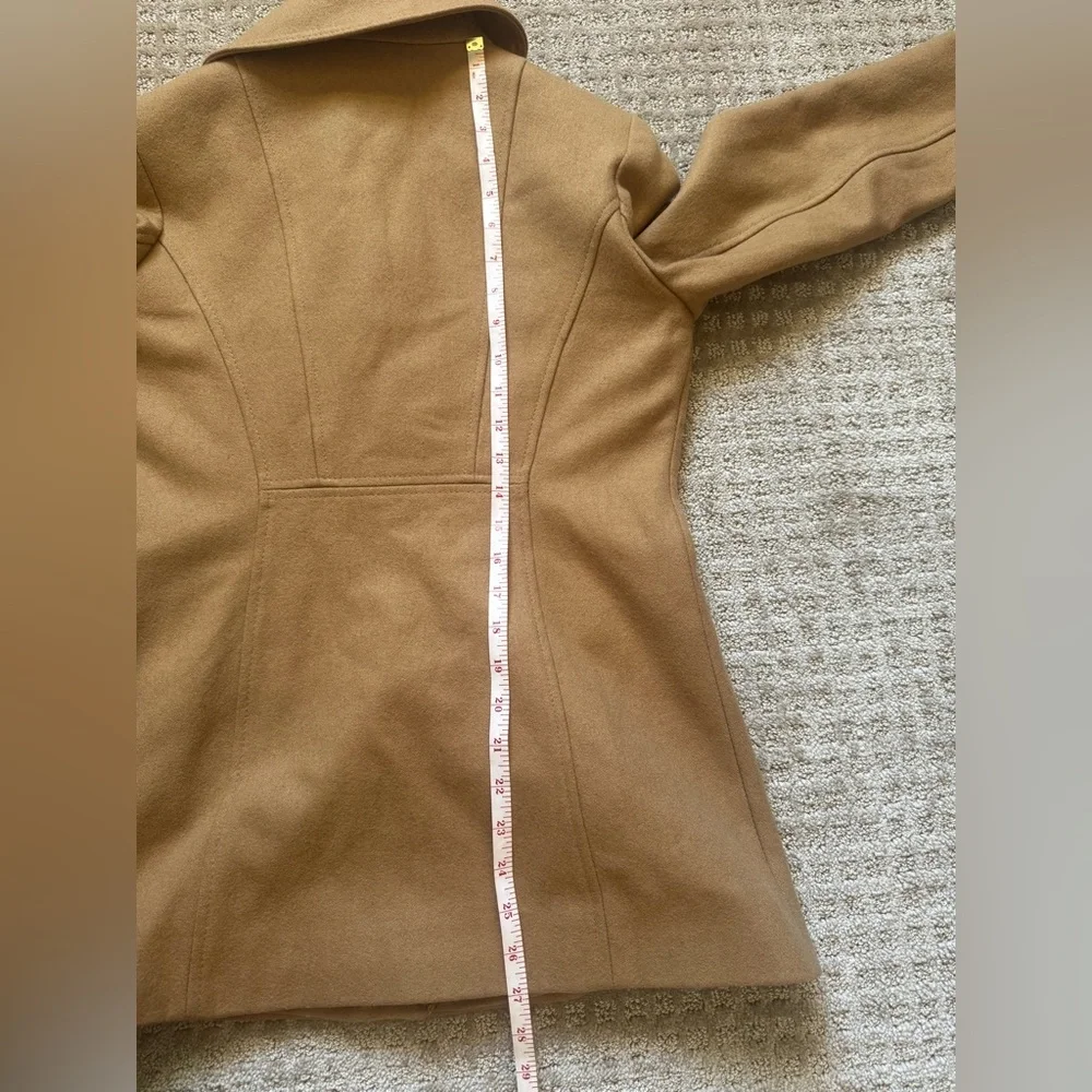 Michael Kors Camel Wool Blend Peacoat Gold Buttons Zip Pocket Coat XS